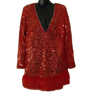 NWT Xpluswear size large Red sequined shorter dress/ long top.